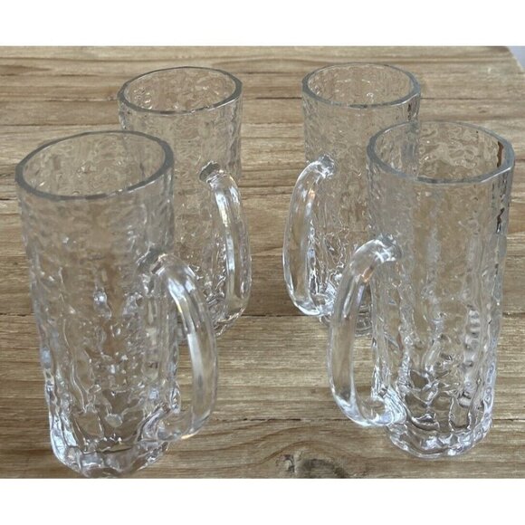 Mikasa Frostfire Rippled Textured Clear Crystal Glass Tall Mugs - Set of 4 - Picture 1 of 4